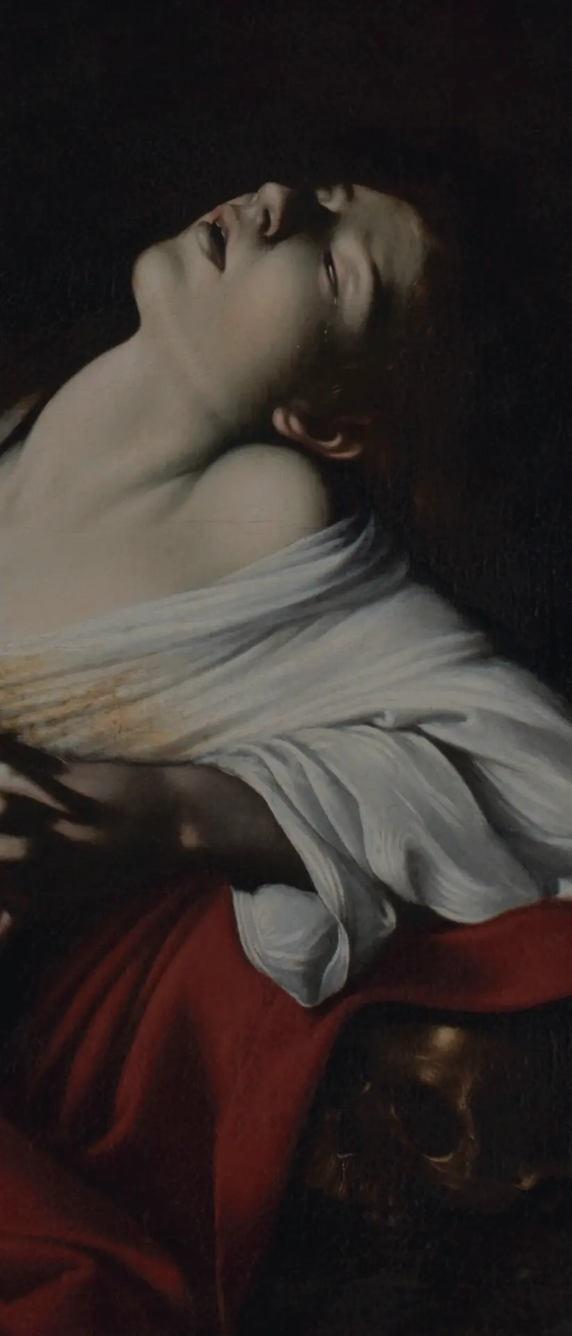 Detail of Caravaggio's Mary Magdalene in Ecstasy